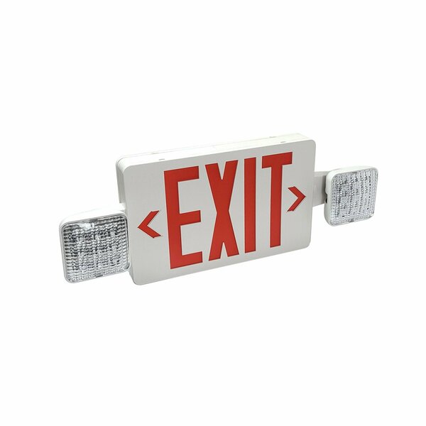 Nora Lighting LED Exit and Emergency Combination Adj. Heads, Red Ltr./White Housing, NEX-712-LED/R NEX-712-LED/R